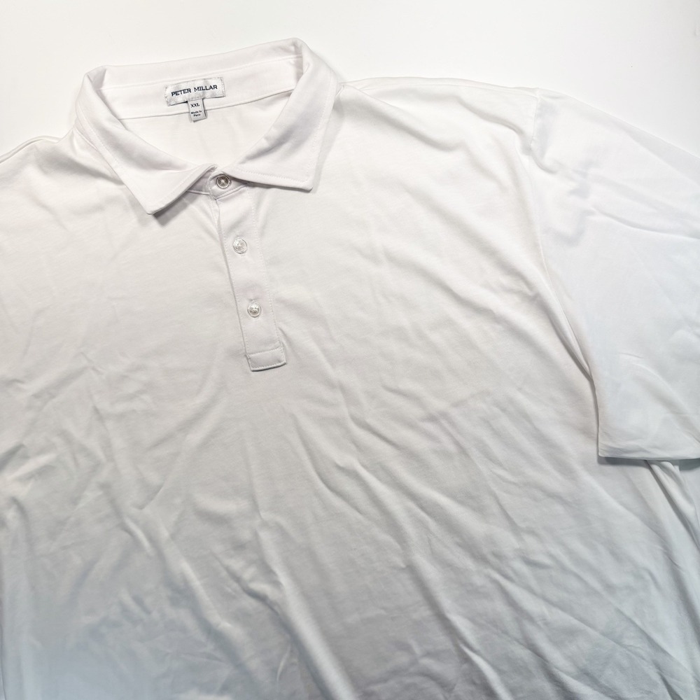 Peter Millar Men's 2X‎ White Short Sleeve Golf Shirt Classic 100% Pima Cotton